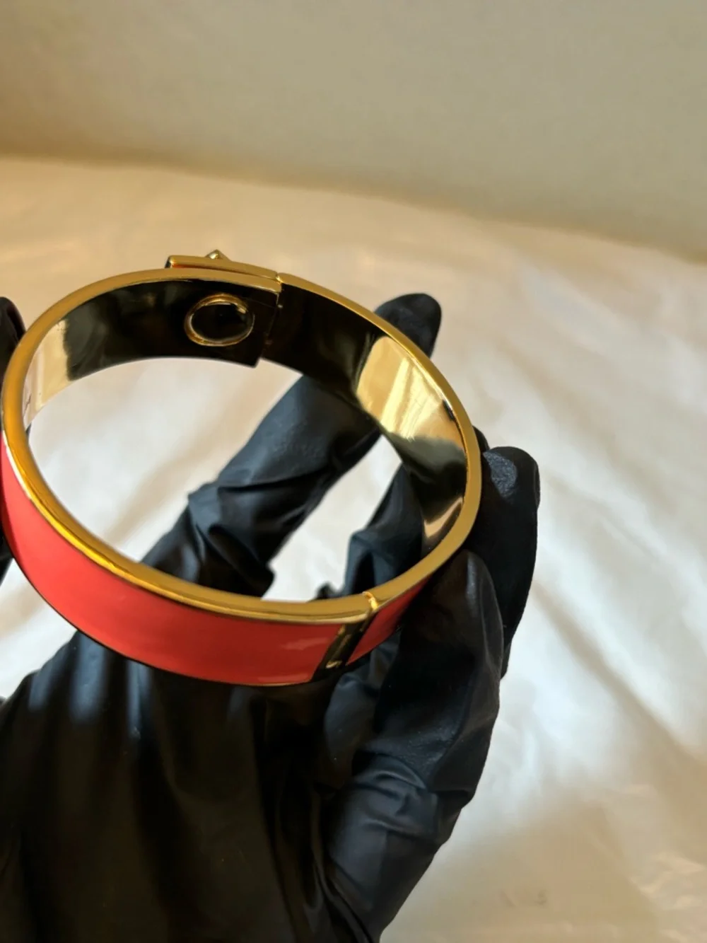 ❗️Sale❗️ ✨Kate Spade Coral Enamel Cuff with Gold Pyramid Stud✨ - Picture 10 of 13